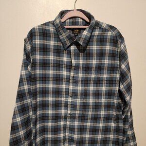 Lee Men’s XXL Blue Green White Plaid Flannel Button-Up Long Sleeve Shirt